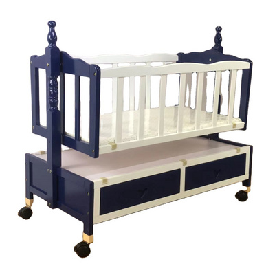 2024  High-quality solid wood children's bed, red baby bed, customizable baby bed  Cradle Swing Bed With Drawers