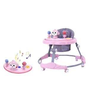 Portable and one button folding baby walker / Adjustable cushion with enlarged chassis and mute wheels