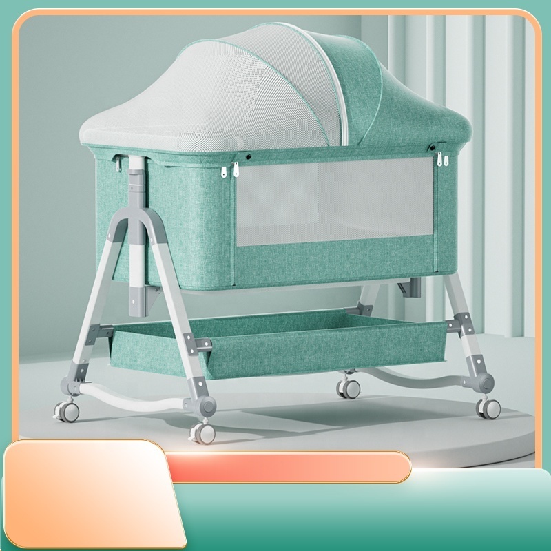 2022   Bedside Crib Sleeper Crib Easy Folding Portable Crib Baby Bassinet with Mattress and Travel Bag