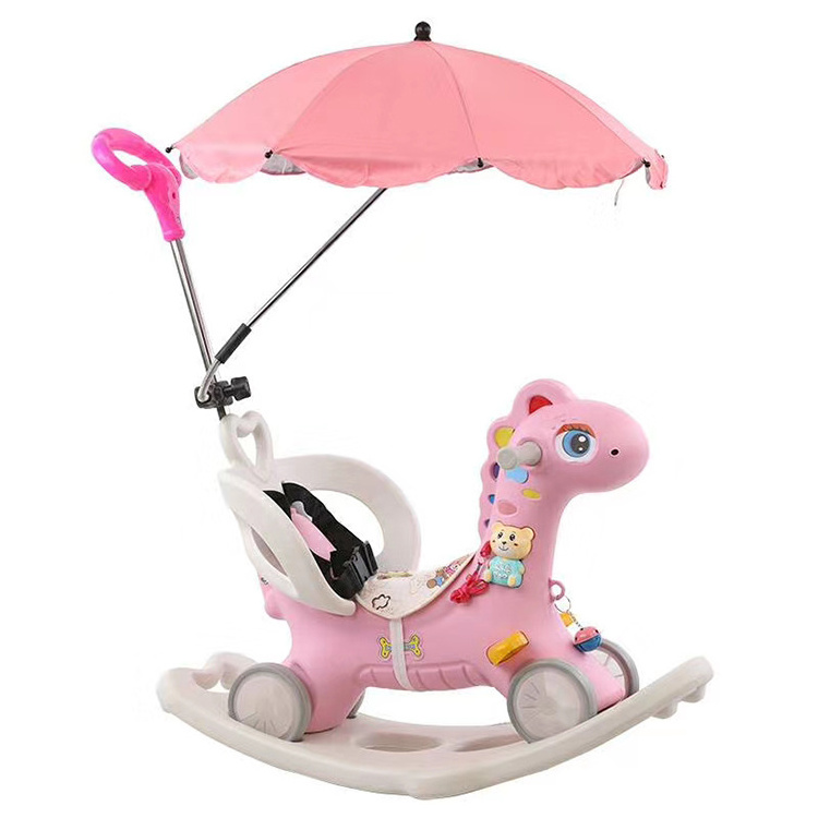 Hot sale baby rotating glow musical toddler walker plastic kids unicorn cartoon rocking horse ride on animals toy