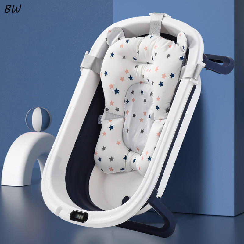 Good quality kids tab baby bathing basin support children folding foldable bathtub with soft mat baby bath tub with thermometer