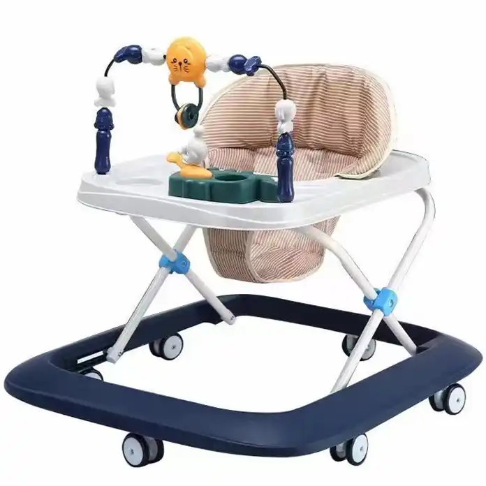 4-in-1 Detachable Music Dining Plate One-Button Folding Height Adjustable Baby Walker for Girls and Boys