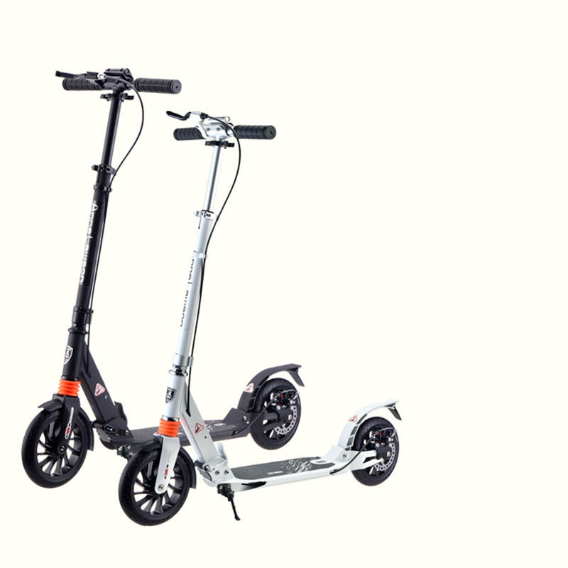 aluminum alloy adult scooter Folding 200mm*30 mm  2 Big Pu Wheel 125CM Foot Pedal Scooter Hand Brake Adult Kick Scooter For Sale