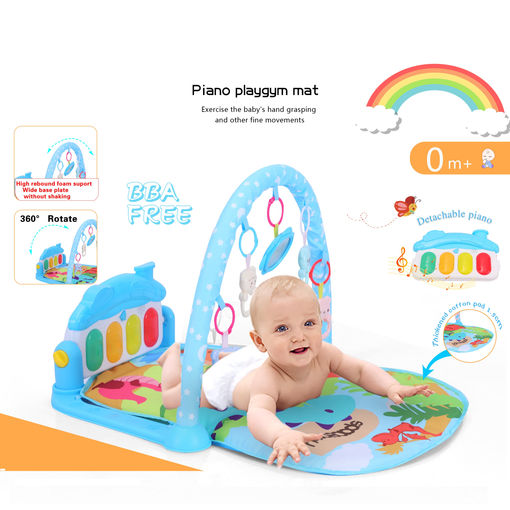 Soft and Safety Material Thickened Cotton Pad / Baby Musical Piano with Many Toys in Color Box