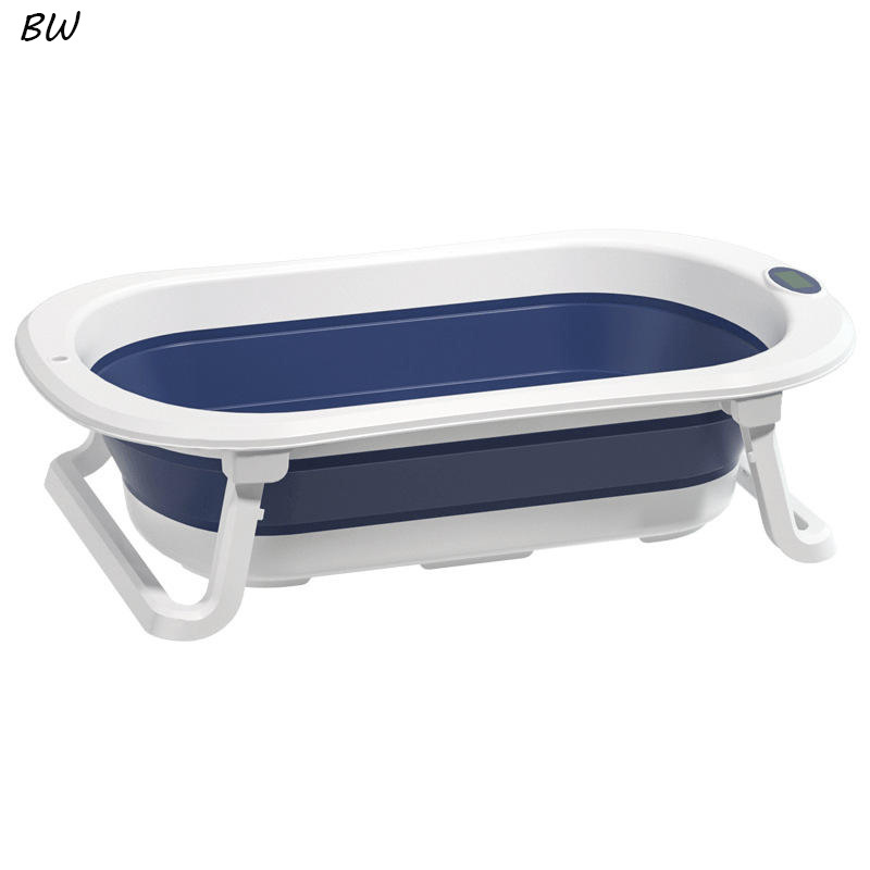 Good quality kids tab baby bathing basin support children folding foldable bathtub with soft mat baby bath tub with thermometer