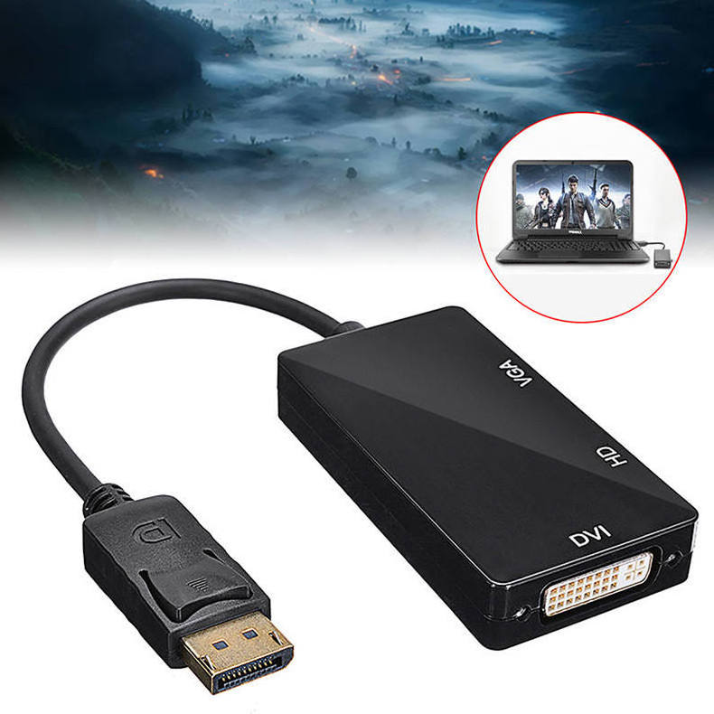 Video adapter 3 in 1 displayport DP  to vga dvi HDTV Converter Adapter display port cable 1080P For PC Laptop