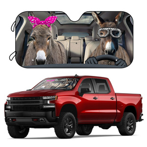 Car Windshield Sun Shade With 4 Free Suction Cups Funny Animal Horse Sunshield Blocks UV Rays Foldable Sun Visor for Truck SUV