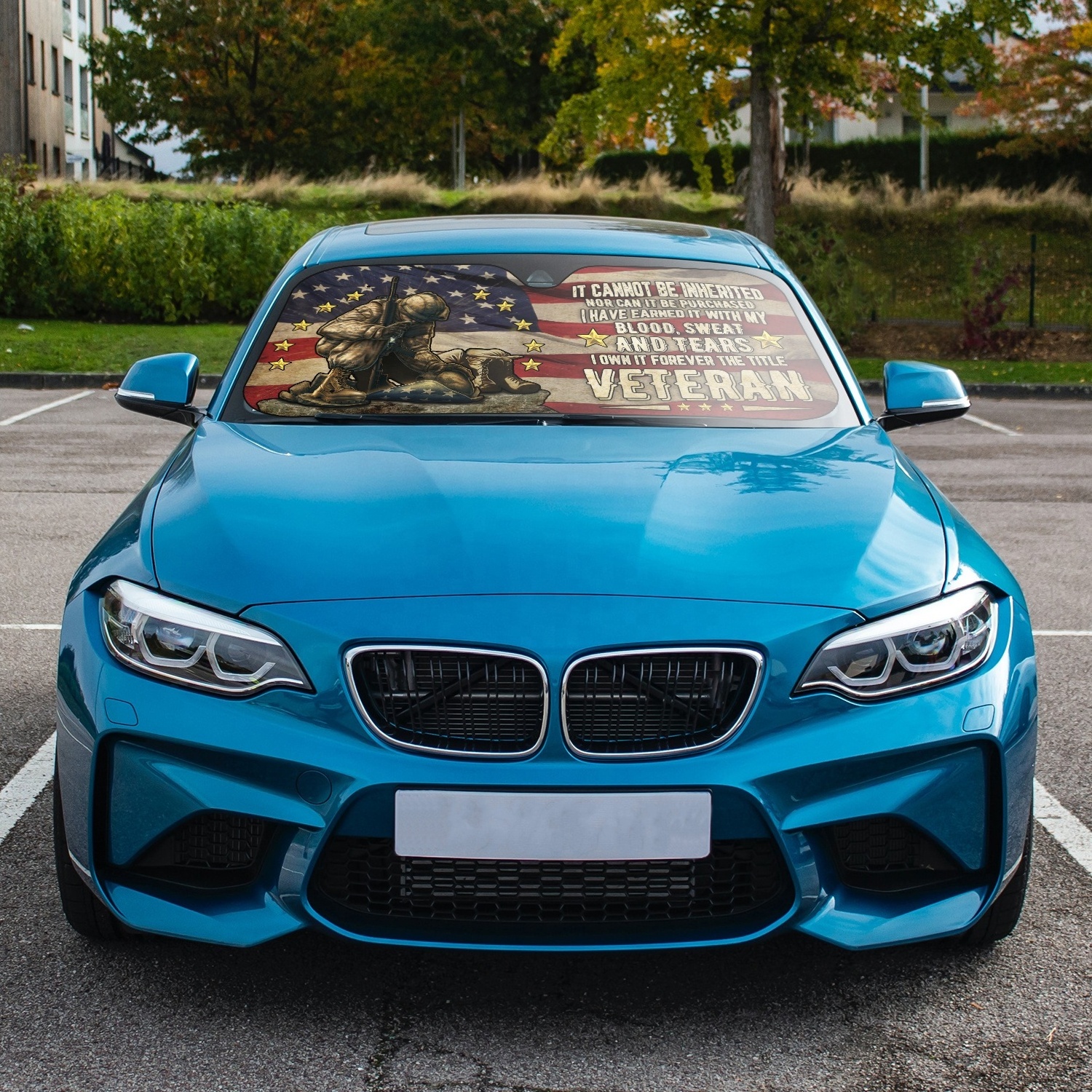 American Camouflage Flag Car Windshield Sunshade Foldable Sun Shade Can Blocks UV Rays Keep Your Vehicle Cool Fit Most Cars