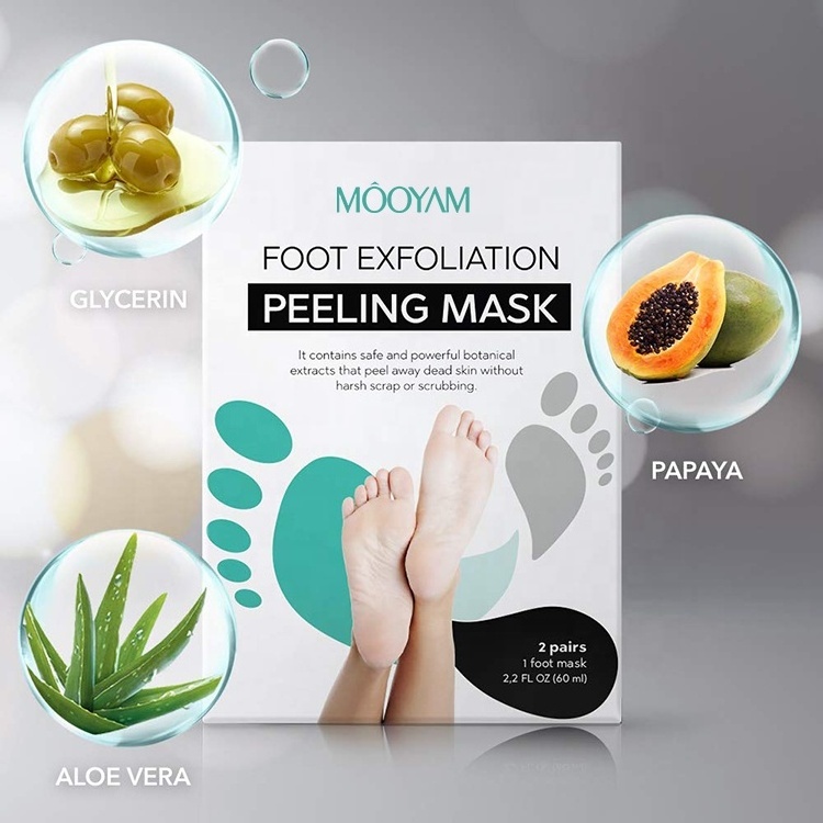 Natural Aloe Papaya Foot Mask 2 Pack Exfoliating Repair Peeling Away Calluses Dead Skin Foot Peeling Socks Peel Off Foot Mask