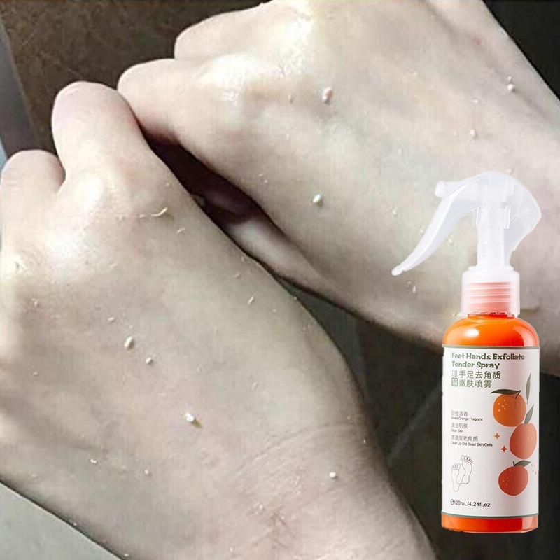 120ml Foot Peeling Spray Natural Orange Extract Cleansing Antimicrobial Podiatry Spray Hands Dead Skin Exfoliating Spray