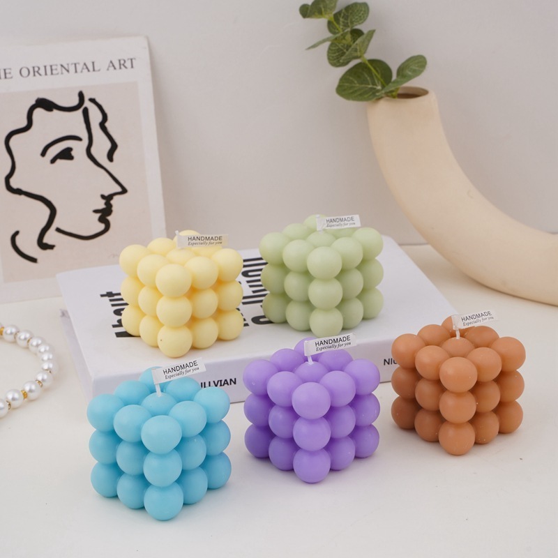 New arrival Hot Selling INS Style Rubik's Cube Scented Candle , Korea hot sale Handmade Soybean Candle