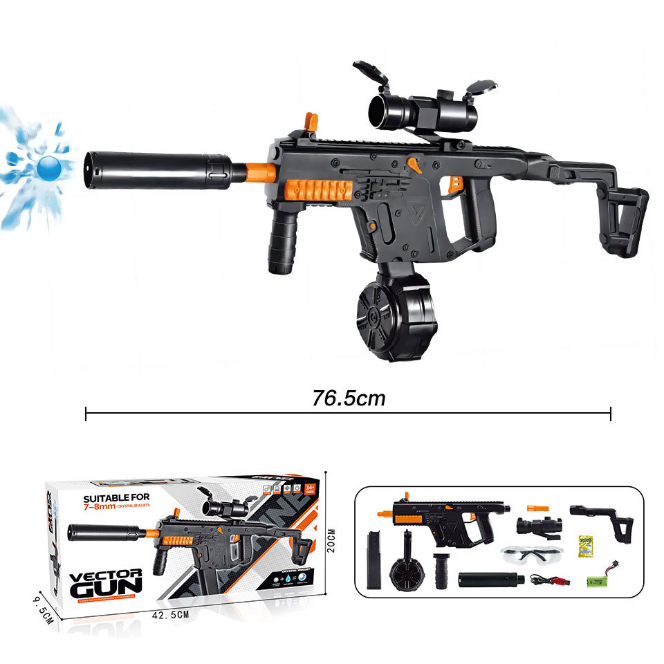 Toy Gun Play Shooting Foldable Buttstock soft bullet ejecting Vector Gel Ball Blaster Electric Outdoor Splatter Gel Beads Black