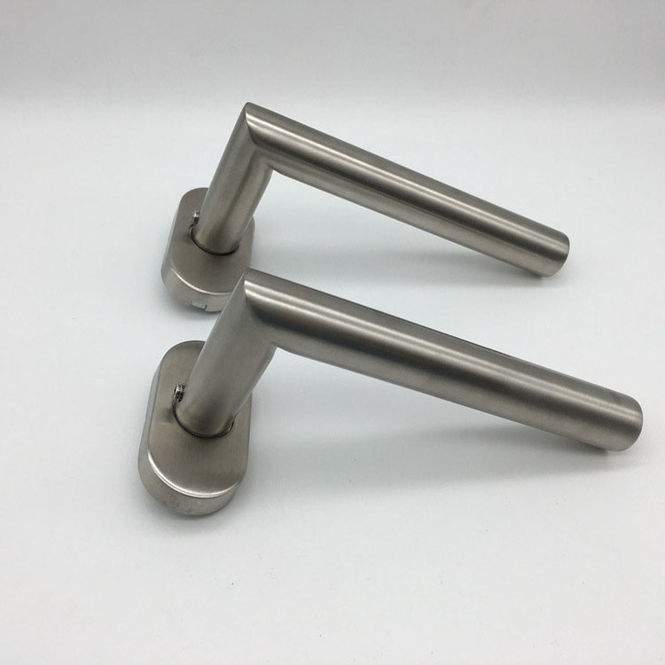 304 Stainless Steel Right-Angled Oval Cover Brushed Black Door Handle Narrow Body Aluminum Alloy Frame Split Door Handle Villa