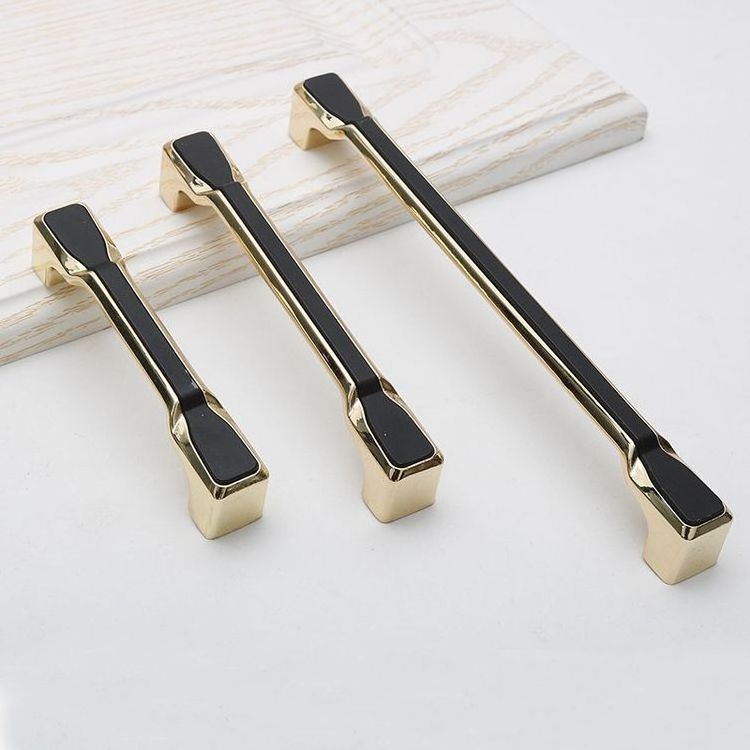 Modern Square Style Zinc Alloy Door Pull Handle Gold Black Two-Color Drawer Handle Kitchen Cabinet Handles Knobs