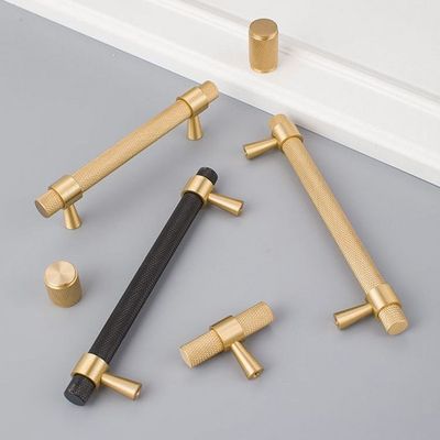 Black Gold Brass Knurled Handle Pulls Antique Door Cabinet Drawer Brass Knurled Knob Handle