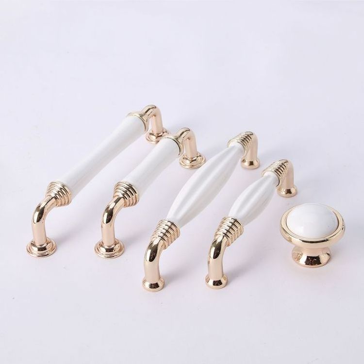 Wholesale Bedroom Gold Ceramic Dresser Kitchen Cabinet Knob Pulls Handle Ceramic White Cupboard Drawer Wine Wardrobe Handles