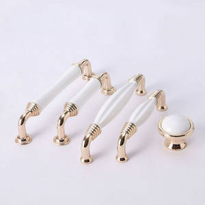 Wholesale Bedroom Gold Ceramic Dresser Kitchen Cabinet Knob Pulls Handle Ceramic White Cupboard Drawer Wine Wardrobe Handles