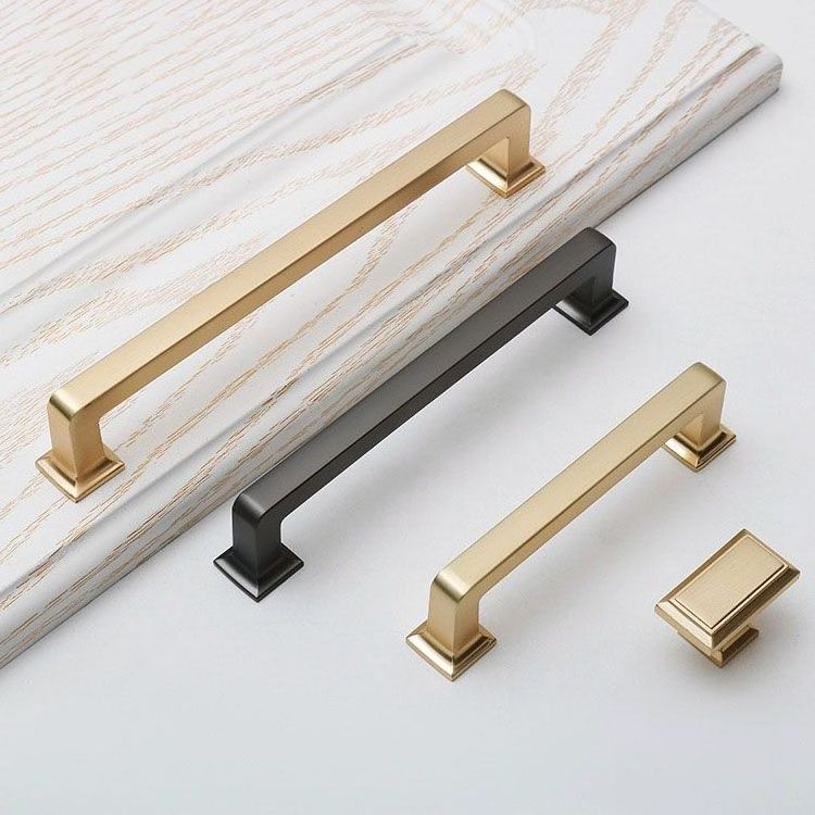 Modern Zinc Alloy Brushed Gold Furniture Pulls Handle Polished Nickel Handle Cabinet Pulls Knobs