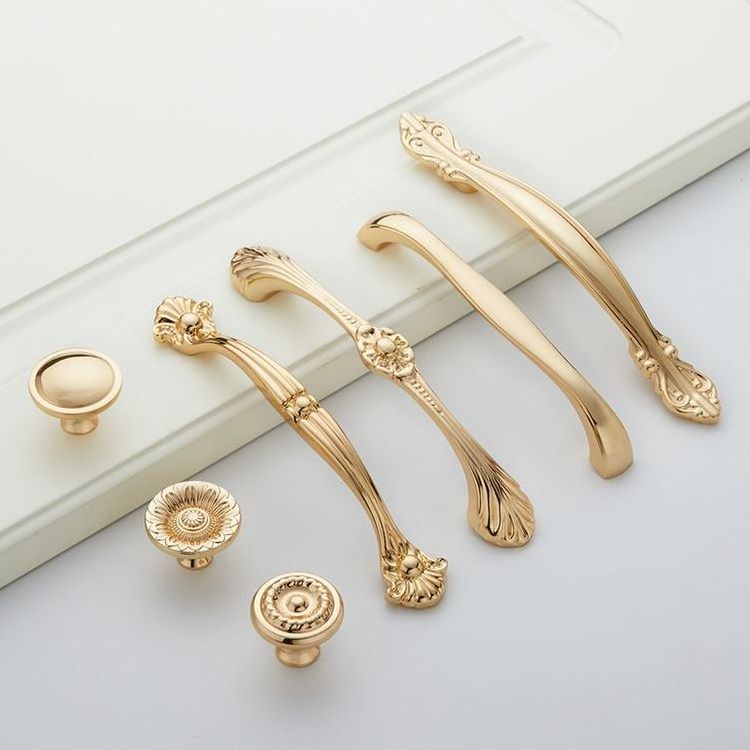 Luxury Golden Brass Cabinet Knobs Pulls Furniture Hardware Brass Accessories Drawer Wardrobe Handle Knobs