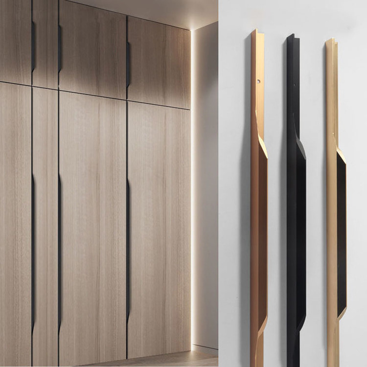 Modern Furniture Bedroom Wardrobe Door Drawer Concealed Long Pull Handles Hidden Aluminum Profile Kitchen Cabinet Handles