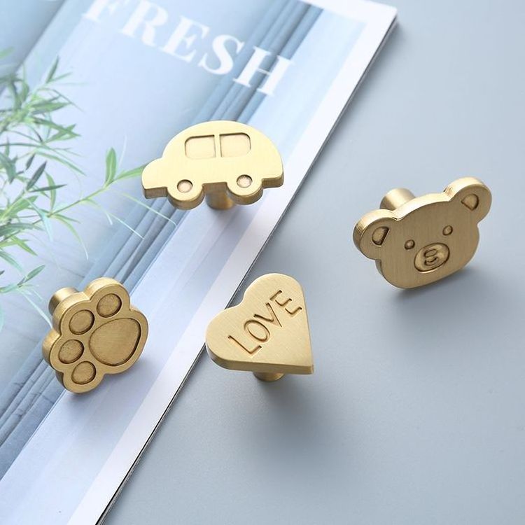 Children's Creative Cartoon Solid Brass Knobs for Kitchen and Bedroom Furniture Hardware for Cabinets Drawers Door Handles