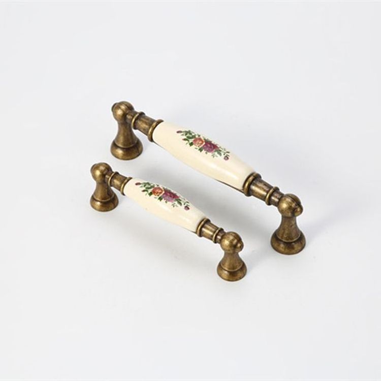 Antique Bedroom Wardrobe Ceramic Door Drawer Handle Knobs Classical Kitchen Zinc Ceramic Cabinet Pastoral Ceramic Handles