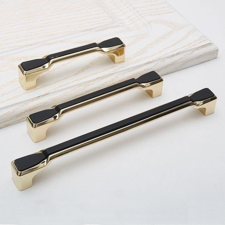 Modern Square Style Zinc Alloy Door Pull Handle Gold Black Two-Color Drawer Handle Kitchen Cabinet Handles Knobs