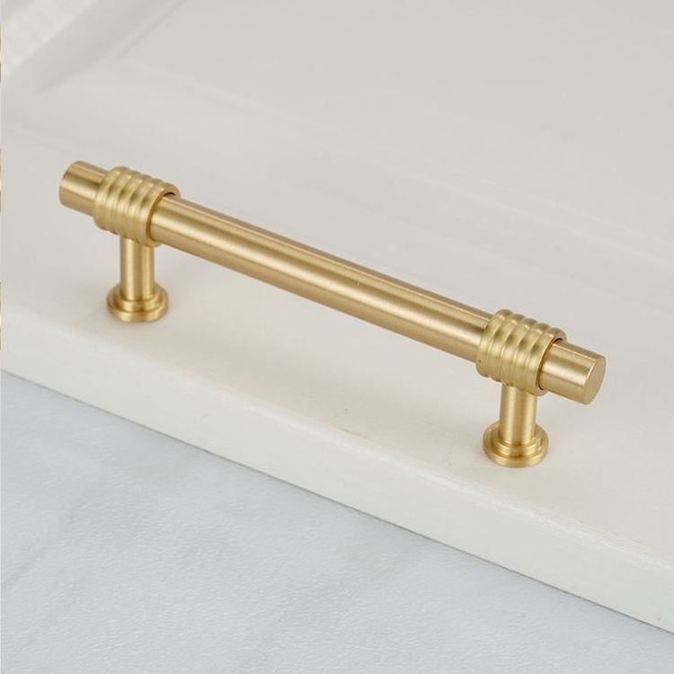 New Luxury Solid Knurled Brushed Brass Handle Kitchen Cabinet Long Handles Pull And Knobs