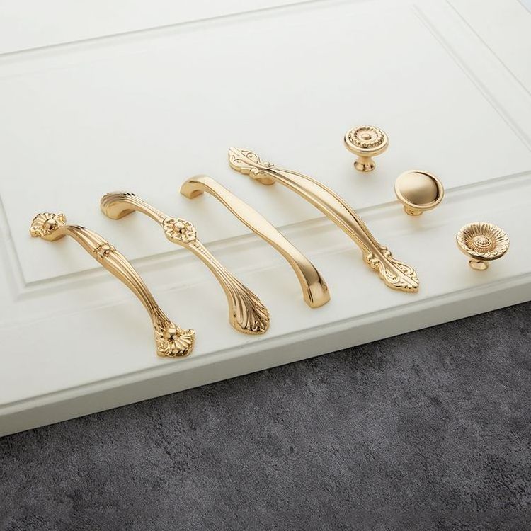 Luxury Golden Brass Cabinet Knobs Pulls Furniture Hardware Brass Accessories Drawer Wardrobe Handle Knobs