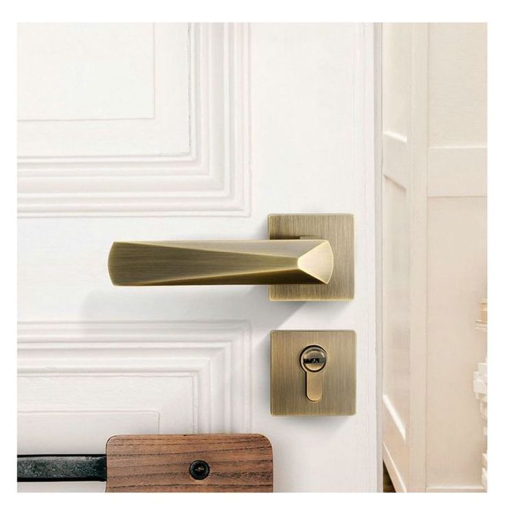 Simple bedroom magnetic suction mute door handle split lock green bronze wooden door indoor room door handle lock handle lock