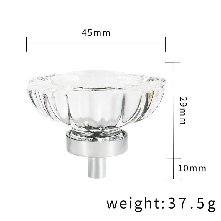 Light Luxury Silver Chrome Zinc Clear Glass Crystal Handle Knob Crystal Cabinet Door Knob Pull