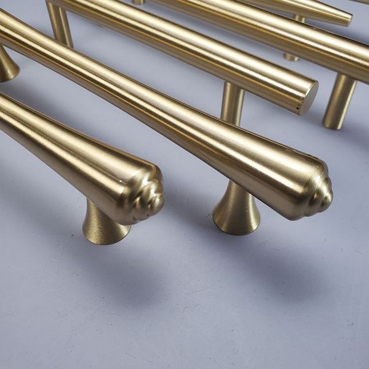 Solid Brushed Brass Kitchen Bedroom Door Handles Oval Brass Cabinet Handle Pulls