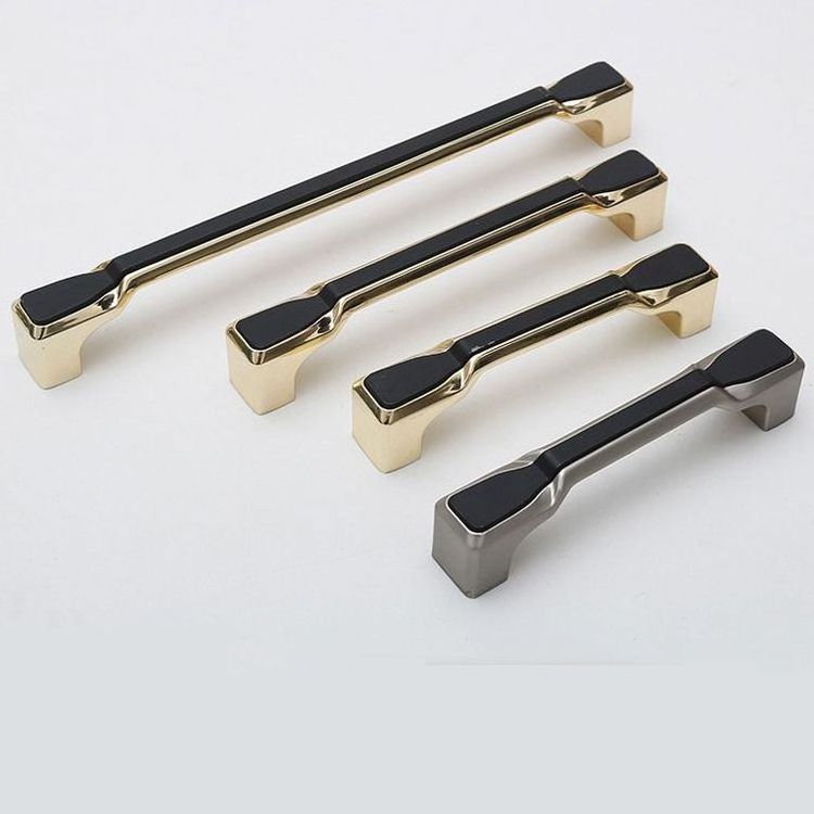 Modern Square Style Zinc Alloy Door Pull Handle Gold Black Two-Color Drawer Handle Kitchen Cabinet Handles Knobs