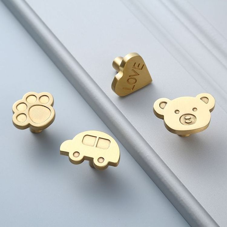 Children's Creative Cartoon Solid Brass Knobs for Kitchen and Bedroom Furniture Hardware for Cabinets Drawers Door Handles