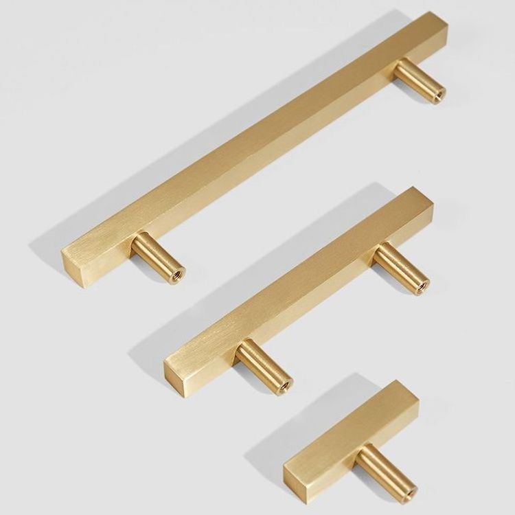 Large Brass Drawer Kitchen Square Knobs Handles Brushed Satin Brass Cabinet Wardrobe Door Handle Pulls