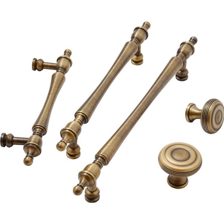 Antique Furniture Old Bronze Cabinet Door Handles Knobs Brass Brushed Bronze Drawer Pulls Handles