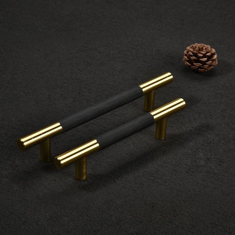 Black Gray Gold Long Furniture Knurled Cupboard Cabinet Door Handles Dresser Drawer Door Knurled Thread Knob Pulls