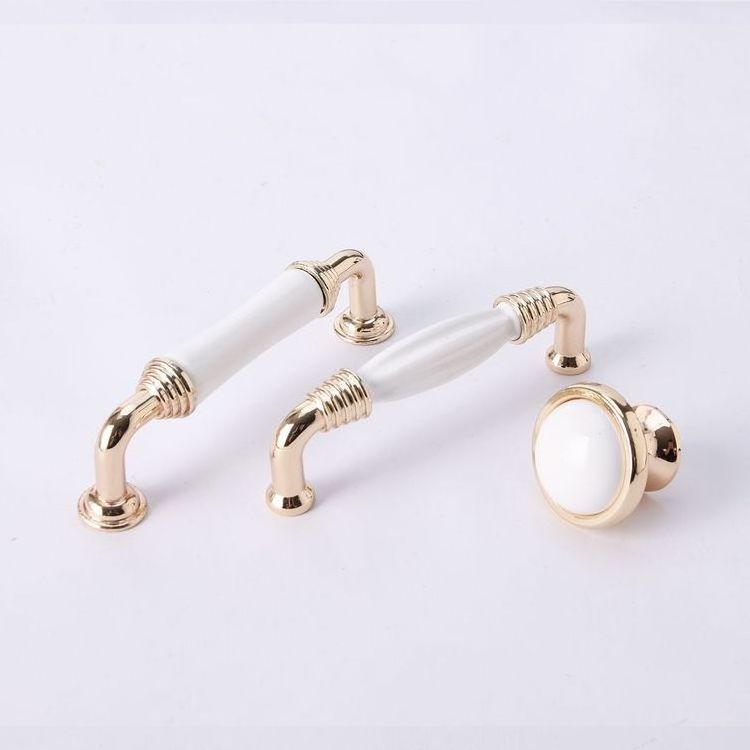 Wholesale Bedroom Gold Ceramic Dresser Kitchen Cabinet Knob Pulls Handle Ceramic White Cupboard Drawer Wine Wardrobe Handles