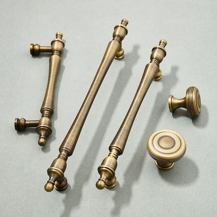 Antique Furniture Old Bronze Cabinet Door Handles Knobs Brass Brushed Bronze Drawer Pulls Handles