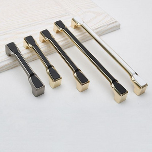 Modern Square Style Zinc Alloy Door Pull Handle Gold Black Two-Color Drawer Handle Kitchen Cabinet Handles Knobs