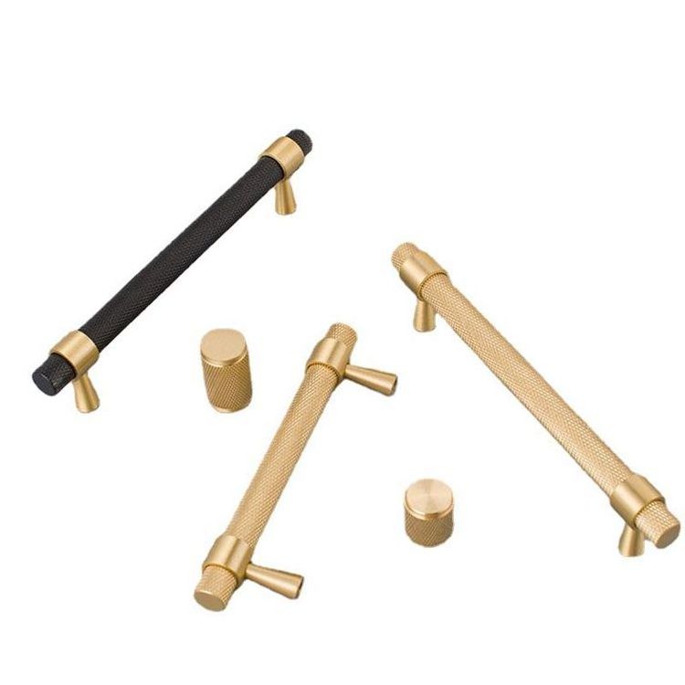 Black Gold Brass Knurled Handle Pulls Antique Door Cabinet Drawer Brass Knurled Knob Handle