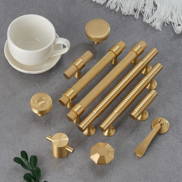 New Knurled Design Solid Brass Cabinet Pulls handle furniture Cabinet Door Wardrobe Shoe Cabinet Drawer knurled handle Knob