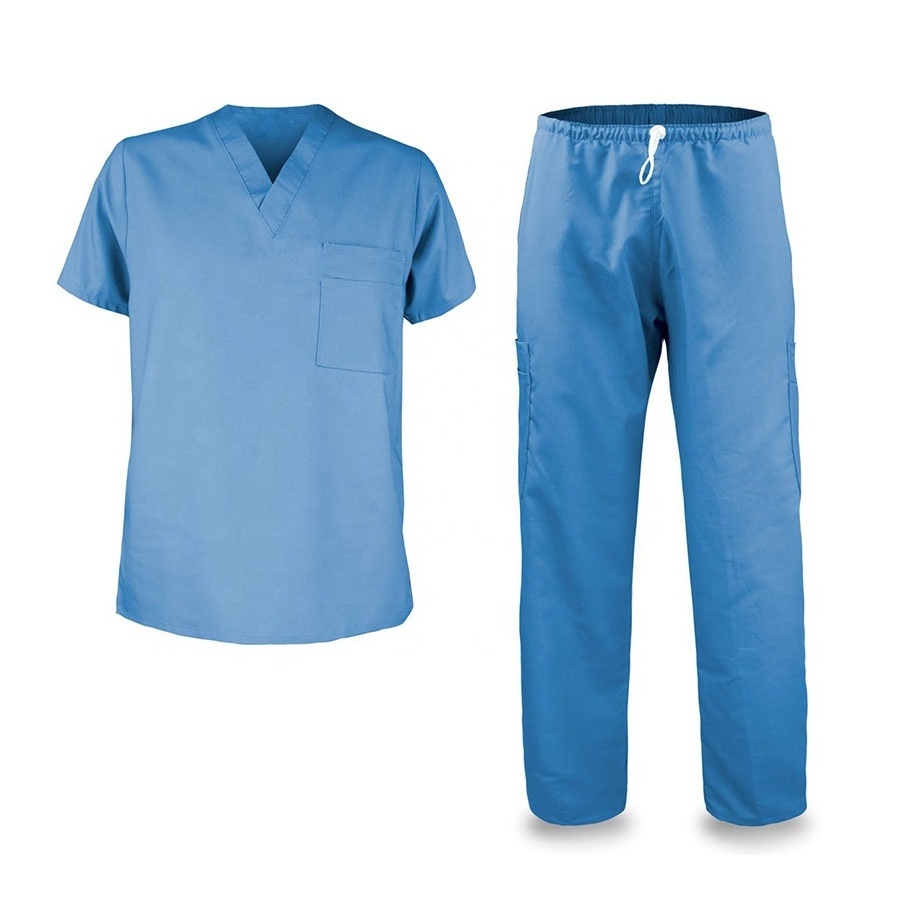 M096 Wholesale Custom Printed Design Nursing Short Sleeve Sets Women and Men Hospital Work Uniform Scrub Suit Medical Scrubs