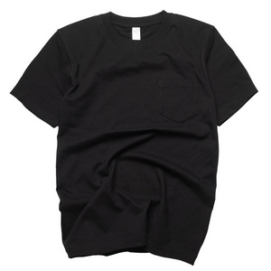 A378 Manufacturer Custom Pocket Tee Shirt Cotton T shirt with contrast pocket Short Sleeve Front Pocket Lined T shirt