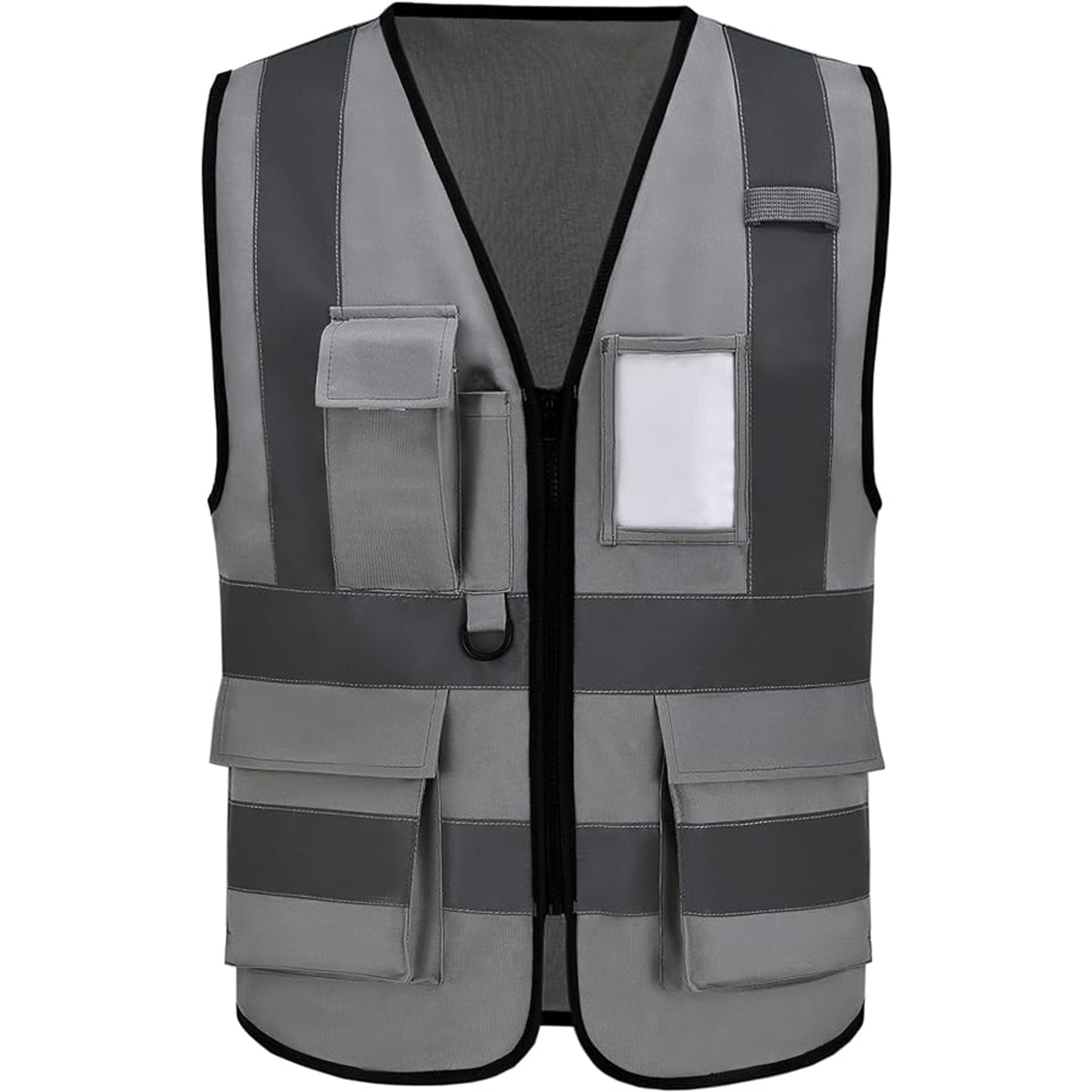 Latest Construction Mens Custom Customised Reflective Safety Work Vest With Logo With Pockets Hi-viz Black And Yellow And Orange