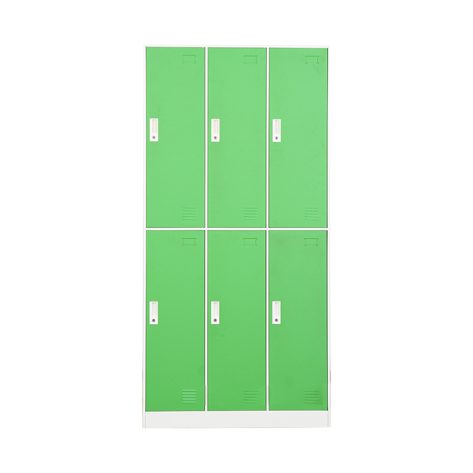 Fashional Triple Metal 6 Doors Locker Cupboard Power Coating Steel Clothing Storage Furniture Wardrobe for Home School