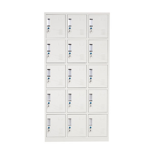 Popular  Metal 15 door Clothes Locker Cabinet  compartment industrial mini steel storage box locker