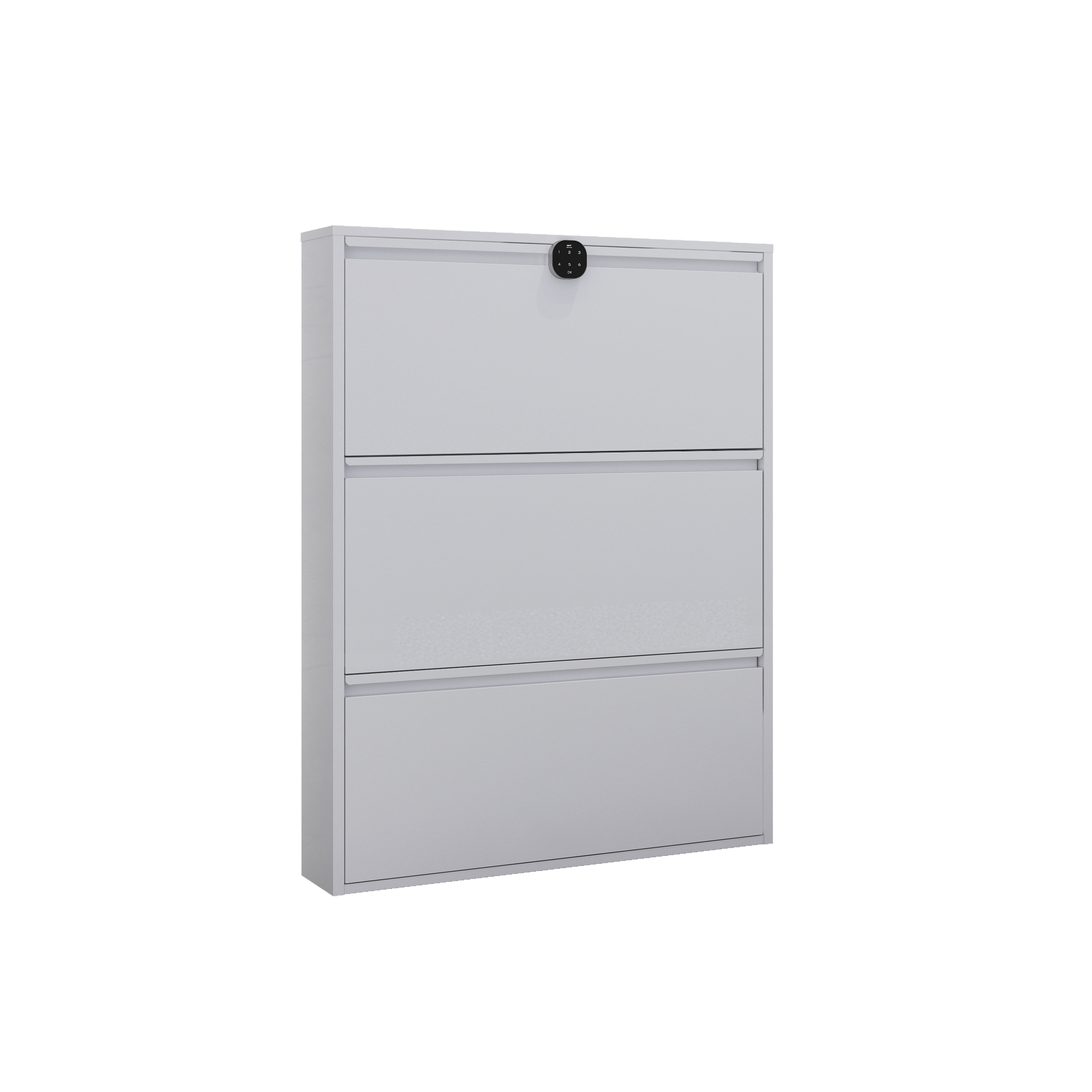 Hot White Color Steel Shoes Cabinet 3 Drawer Steel Lateral Storage Movable 3 Drawers Shoes Rack with Number Lock