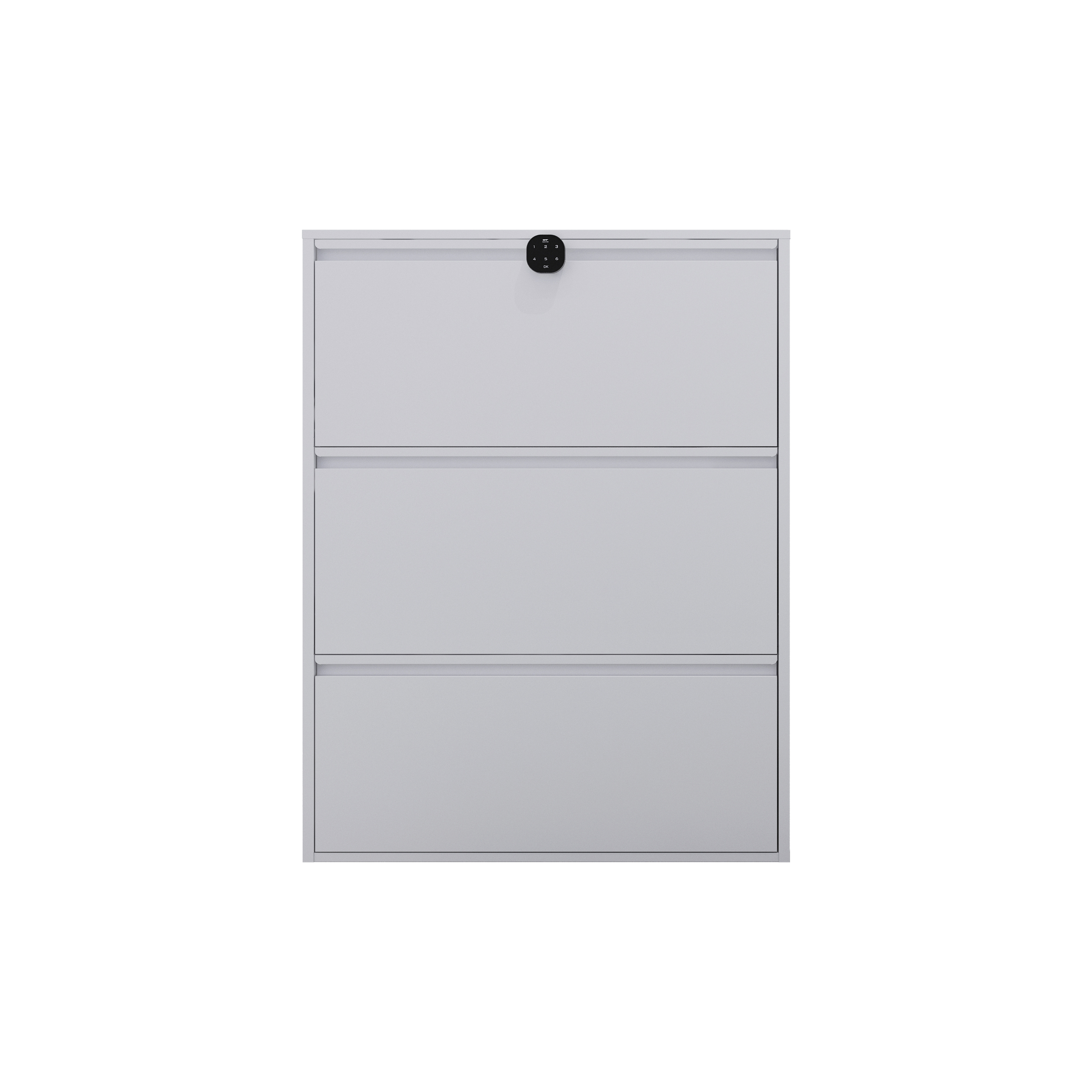 Hot White Color Steel Shoes Cabinet 3 Drawer Steel Lateral Storage Movable 3 Drawers Shoes Rack with Number Lock