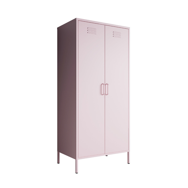 Storage Bedroom Furniture Wardrobe Closet swing 2 door Clothes pink metal locker Style Time Packing Modern home furniture